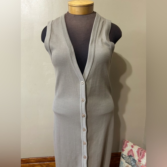 Vintage Express Womens Beige Button-Down V-Neck Sleeveless Maxi Dress Size Small - Picture 2 of 10